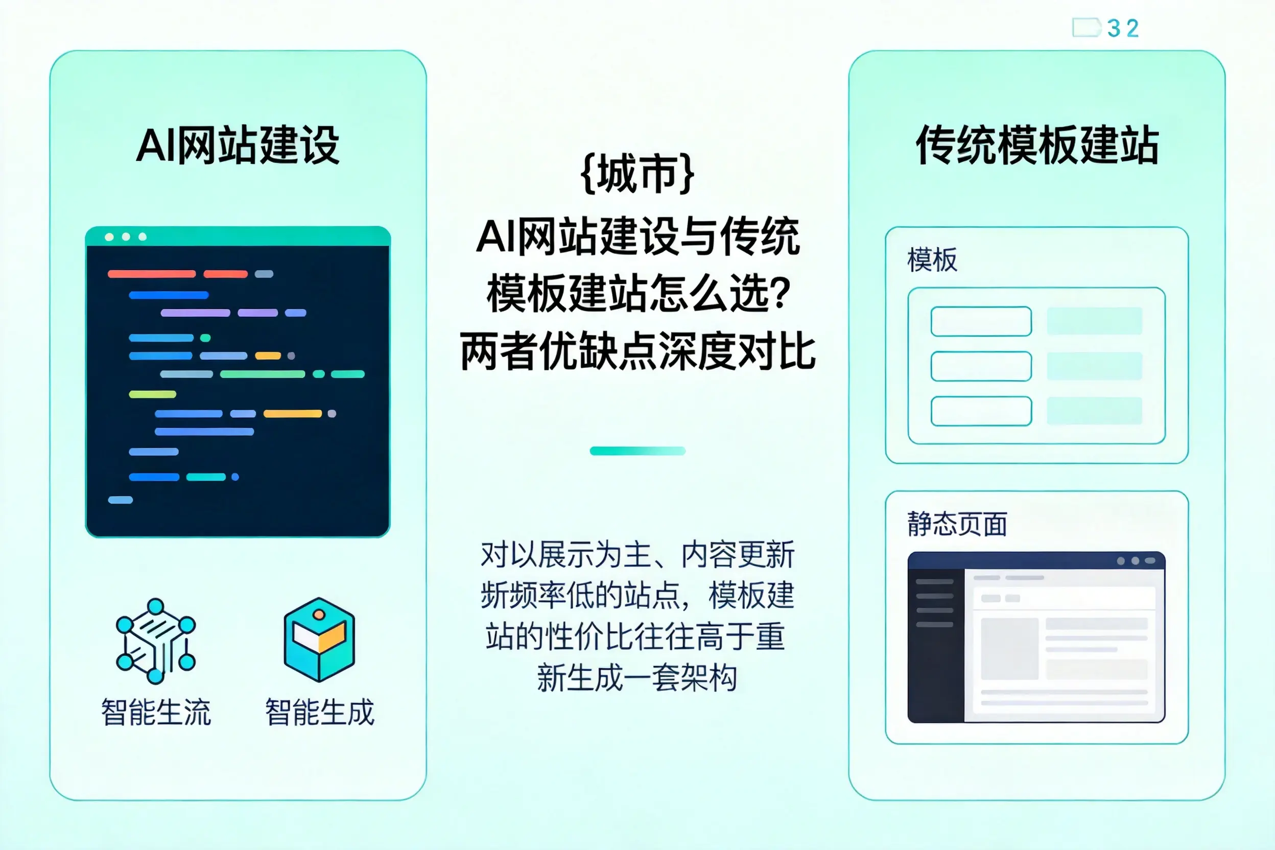 海东AI网站建设与传统模板建站怎么选？两者优缺点深度对比