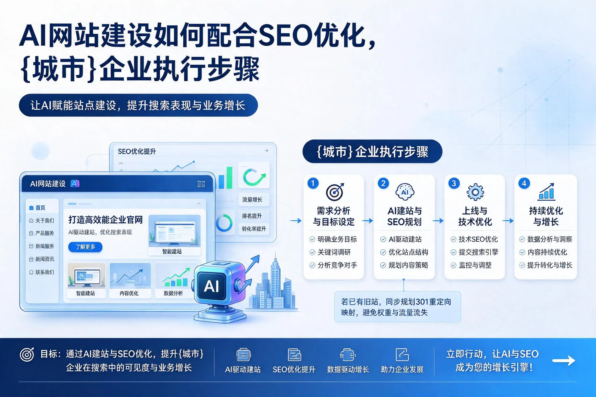 AI网站建设如何配合SEO优化，海东企业执行步骤