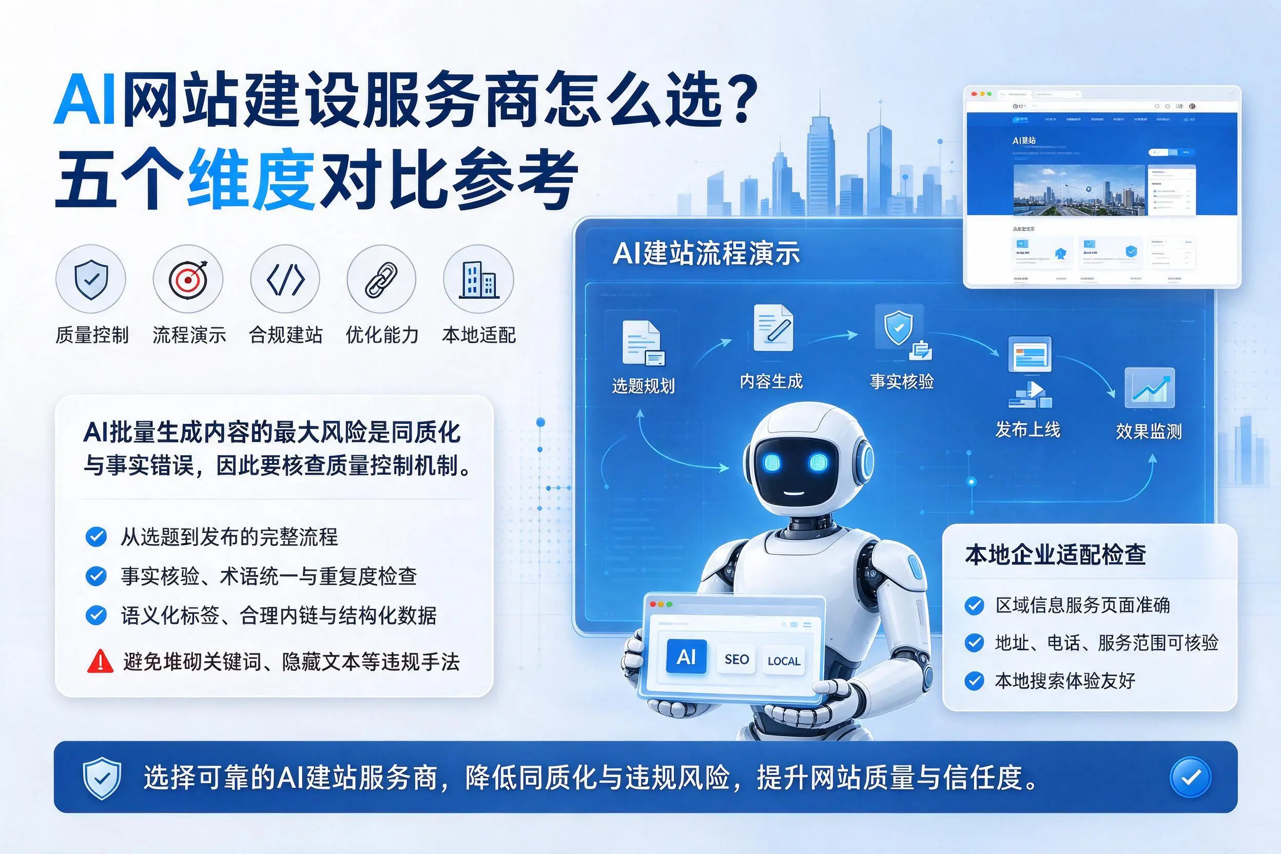海东AI网站建设服务商怎么选？五个维度对比参考